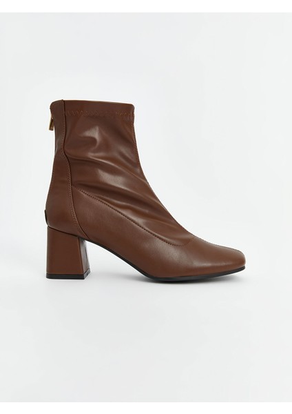 Yeni Sezon Deri Görünümlü Kadın Topuklu Bot fiyatları