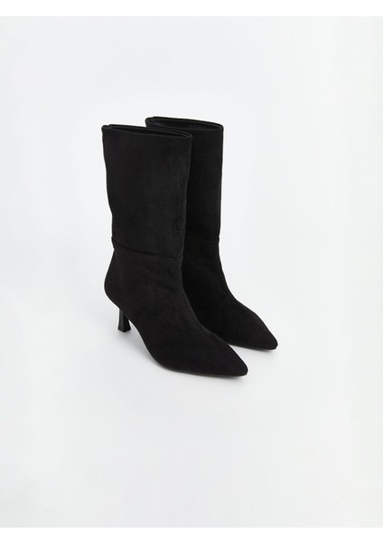 Yeni Sezon Süet Görünümlü Kadın Topuklu Bot