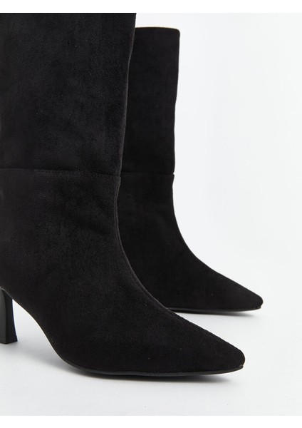 Yeni Sezon Süet Görünümlü Kadın Topuklu Bot modelleri