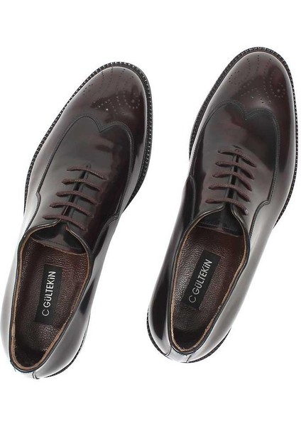 Erkek Bordo Bağcıklı Açma Deri Klasik Ayakkabı