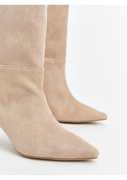 Yeni Sezon Süet Görünümlü Kadın Topuklu Bot modelleri