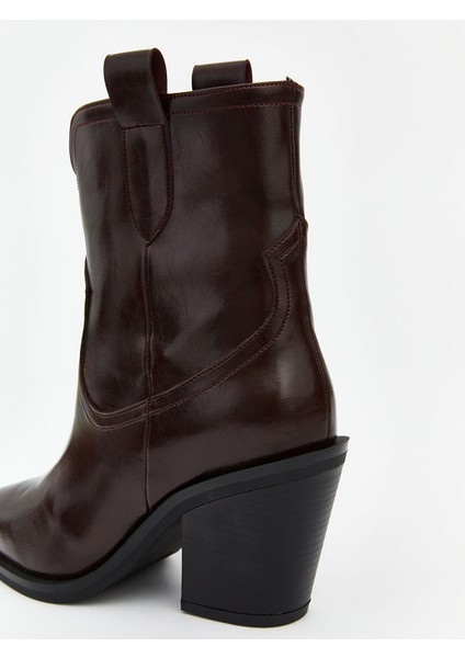 Yeni Sezon Deri Görünümlü Kadın Topuklu Bot indirimleri