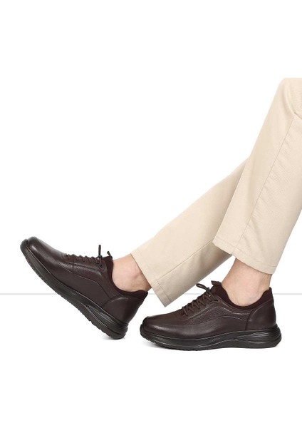 Erkek Kahverengi Bağcıklı Kalın Tabanlı Deri Ayakkabı fiyatları