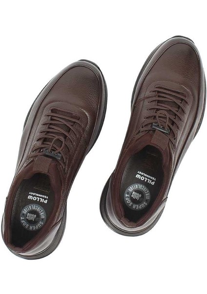 Erkek Kahverengi Bağcıklı Kalın Tabanlı Deri Ayakkabı