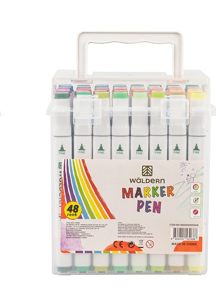 Premium 48'li Çift Taraflı Kalem Seti + Plastik Taşıma ve Korum Çantalı