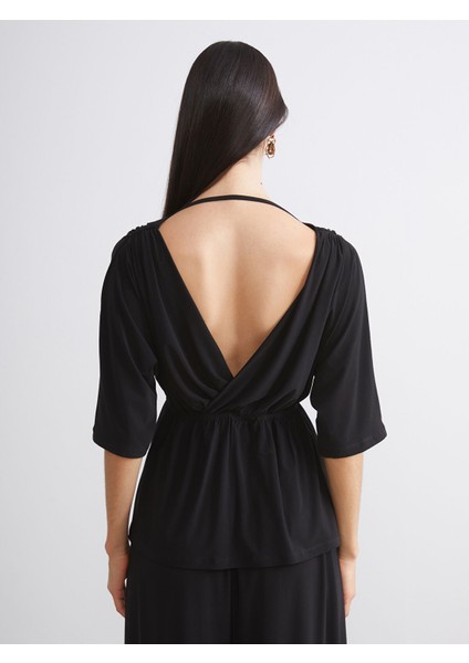 Yeni Sezon Kruvaze Yaka Büzgülü Bluz fırsatları