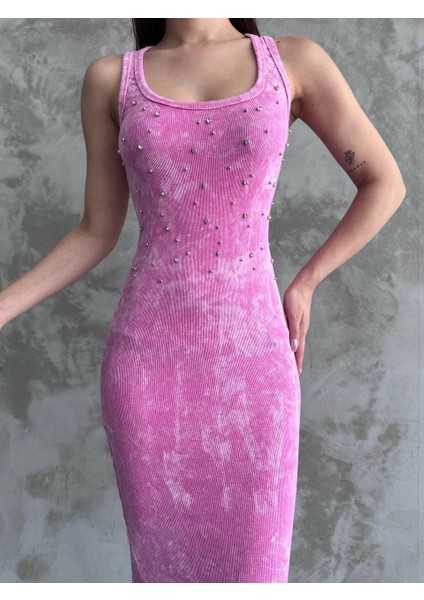 Yzlal Taşlı Askılı Elbise Pembe (Beden: Standart) modelleri