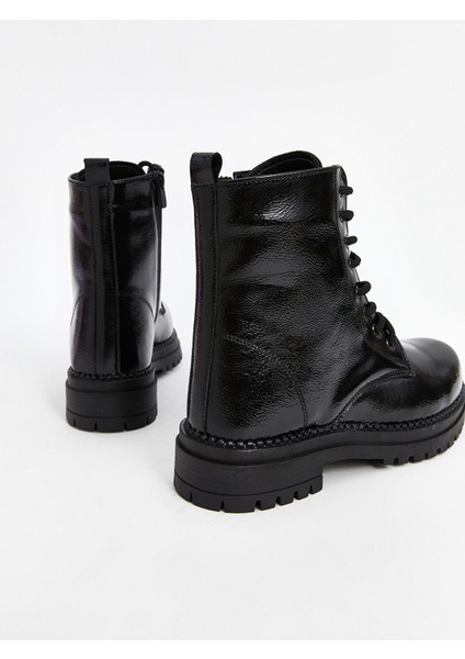 Yeni Sezon Bağcık ve Fermuarlı Deri Görünümlü Kadın Bot indirimleri