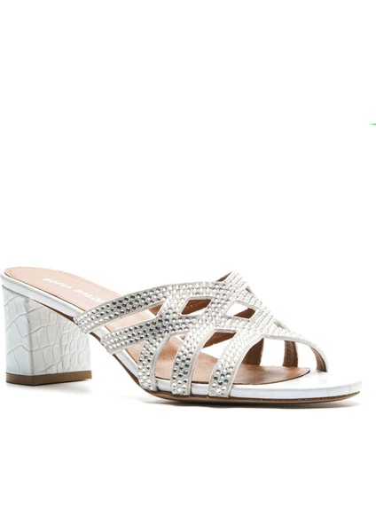 Monapa Beyaz Hakiki Deri Kadın Topuklu Terlik fiyatları