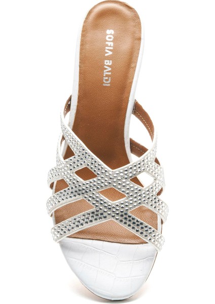 Monapa Beyaz Hakiki Deri Kadın Topuklu Terlik modelleri