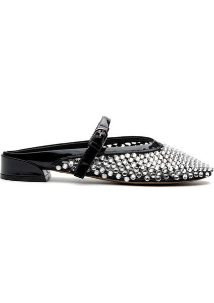 Sorıa Siyah/gümüş Tekstil Kadın Topuklu Terlik