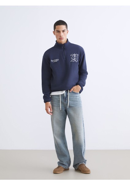 Yeni Sezon Dik Yaka Baskılı Erkek Kalın Sweatshirt fiyatları