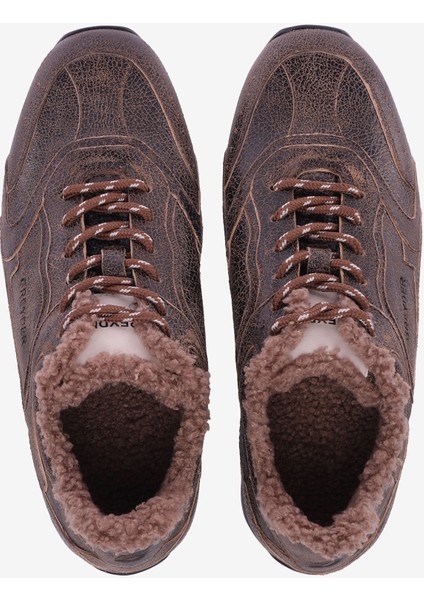 Erkek Siyah Ekru Hakiki Deri Spor Ayakkabı 5K1SA18533