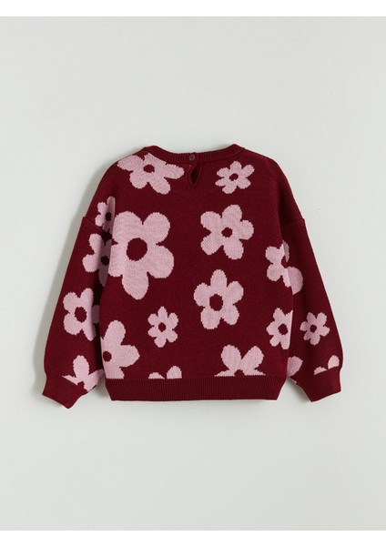 Yeni Sezon Çiçek Desenli Kız Çocuk Triko Kazak modelleri