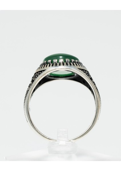Yeşil Akik Taşlı 925 Ayar Gümüş Erkek Yüzük – Şık Çiçek Tasarım fırsatları