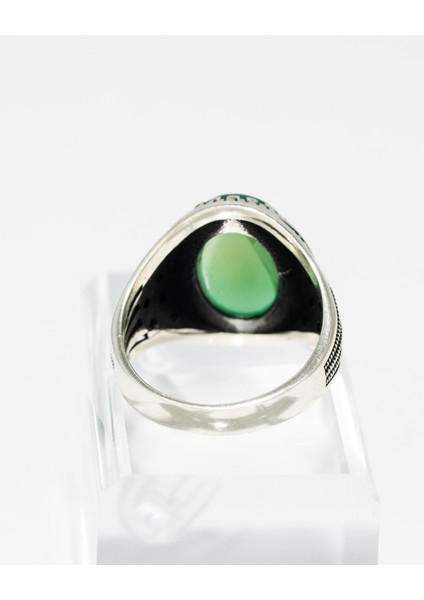 Yeşil Akik Taşlı 925 Ayar Gümüş Erkek Yüzük – Şık Çiçek Tasarım indirimleri