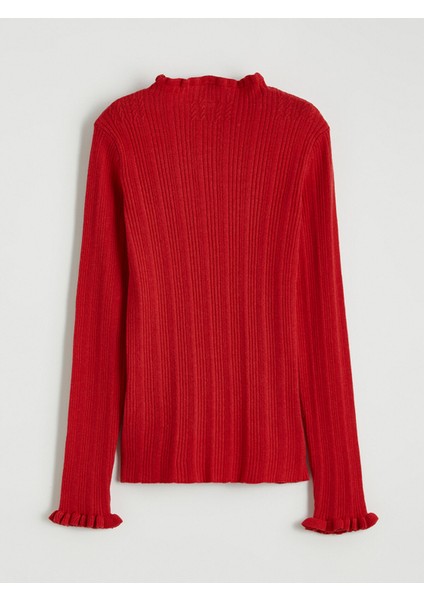 Yeni Sezon Dik Yaka Desenli Kız Çocuk Triko Kazak fırsatları