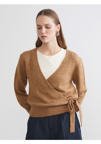 Yeni Sezon Kruvaze Yaka Kadın Triko Kazak