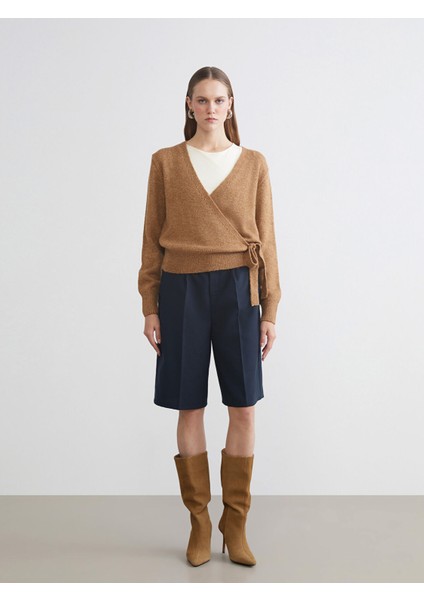 Yeni Sezon Kruvaze Yaka Kadın Triko Kazak fiyatları