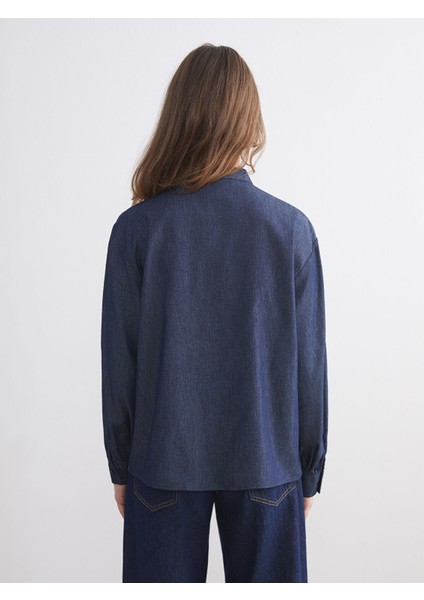 Yeni Sezon Bağlamalı Yaka Kadın Jean Gömlek fırsatları