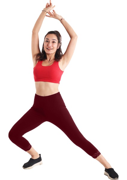 Kadın Dantelli Bordo Renk Kapri (Büyük Beden Seçeneğiyle) modelleri