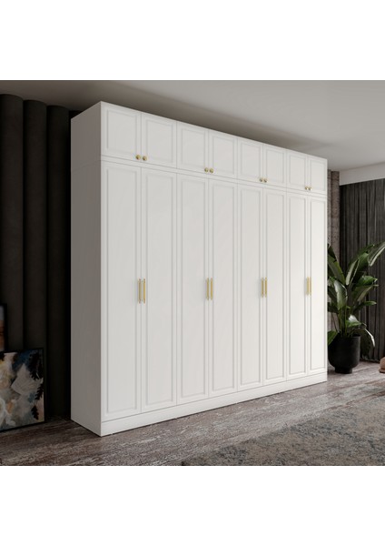 Milas Gold 8 Kapaklı Komple Mdf Yüklüklü Gardırop - Elbise Dolabı -Yüklük Dolabı