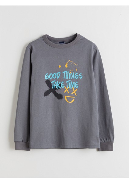 Yeni Sezon Bisiklet Yaka Erkek Çocuk Pijama Üst