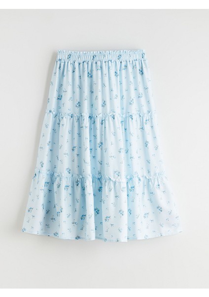 Yeni Sezon Beli Lastikli Çiçekli Kız Çocuk Etek