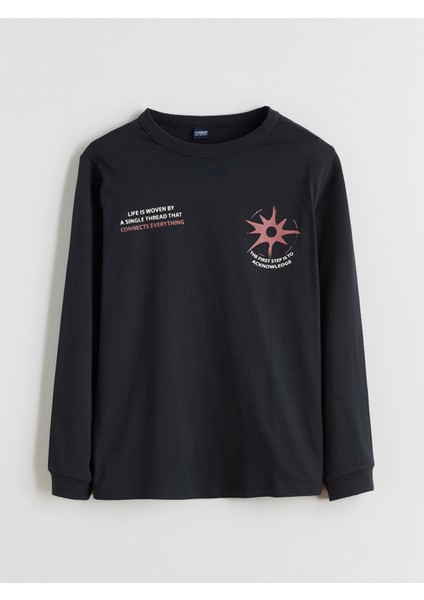 Yeni Sezon Bisiklet Yaka Baskılı Erkek Çocuk Tişört