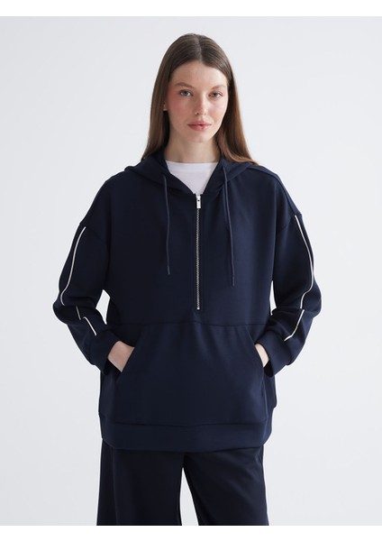 Yeni Sezon Fermuarlı Yaka Kadın Hoodie