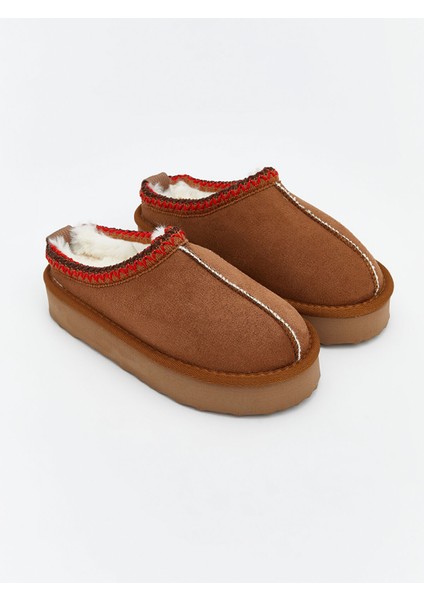Yeni Sezon Süet Görünümlü Kız Çocuk Ev Ayakkabısı