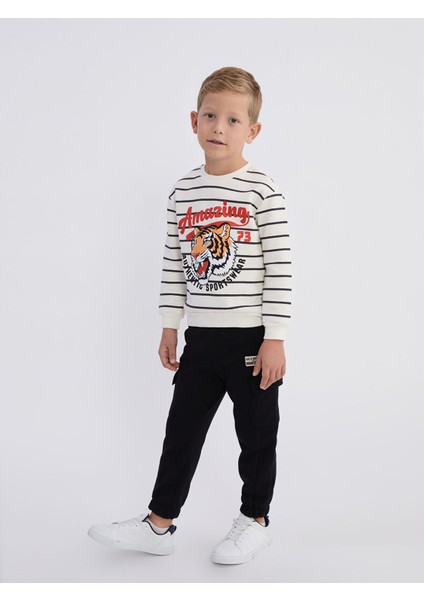 Yeni Sezon Beli Lastikli Nakışlı Erkek Çocuk Jogger Eşofman Altı