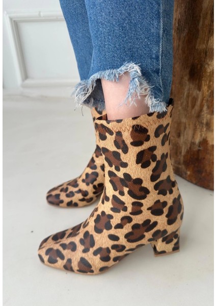 Yzlal Birta Leopar Cilt Streç Topuklu Bot (Numara: 37) modelleri