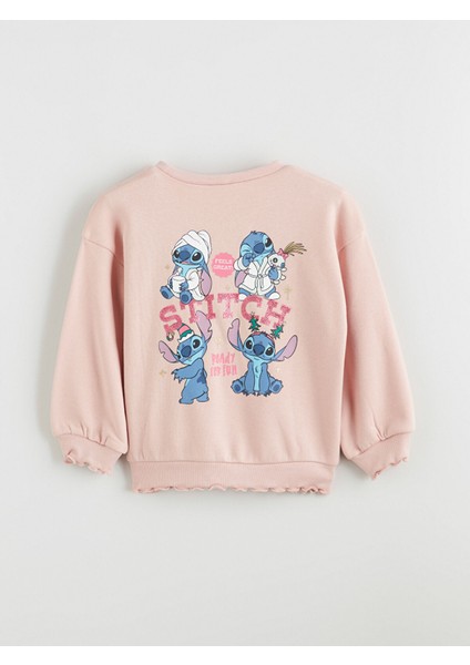 Yeni Sezon Bisiklet Yaka Lilo ve Stitch Baskılı Kız Çocuk Sweatshirt fırsatları