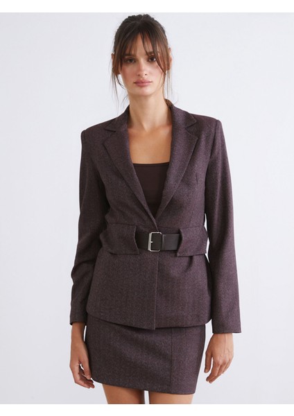 Yeni Sezon Beli Kemerli Kadın Blazer Ceket