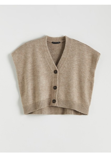 Yeni Sezon V Yaka Oversize Kadın Triko Yelek