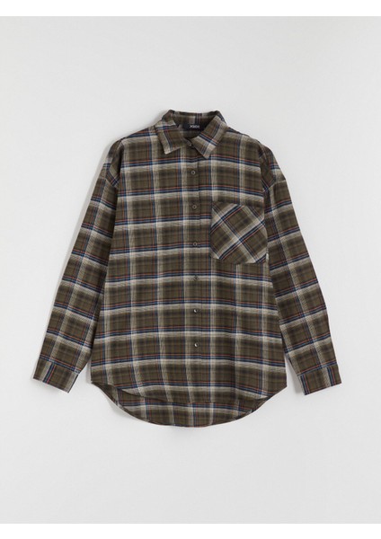 Yeni Sezon Ekose Oversize Kadın Oduncu Gömlek