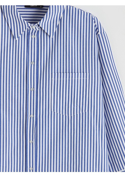 Yeni Sezon Çizgili Oversize Poplin Kadın Gömlek fiyatları
