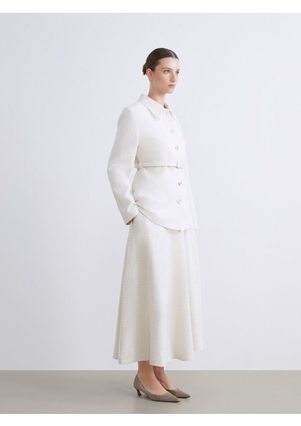 Yeni Sezon Beli Fermuarlı Dokulu Kloş Etek fırsatları