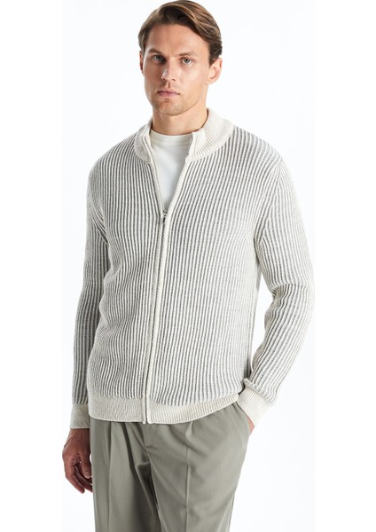 Yeni Sezon Standart Kalıp Dik Yaka Erkek Triko Hırka