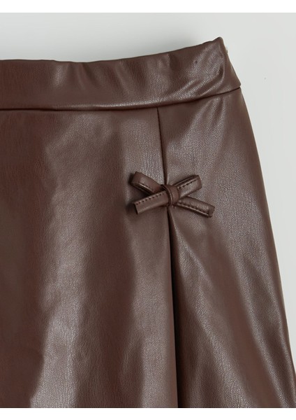 Yeni Sezon Beli Lastikli Deri Görünümlü Pileli Kız Çocuk Etek fiyatları