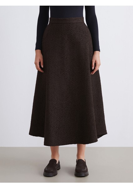 Yeni Sezon Beli Fermuarlı Dokulu Kloş Etek modelleri