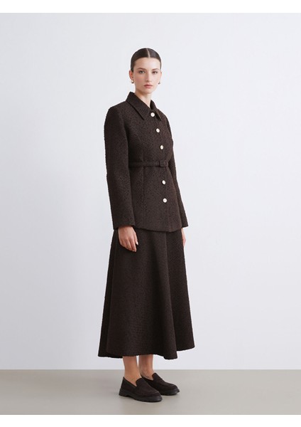 Yeni Sezon Beli Fermuarlı Dokulu Kloş Etek fırsatları