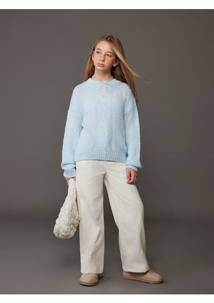 Yeni Sezon Bisiklet Yaka Kız Çocuk Triko Kazak modelleri