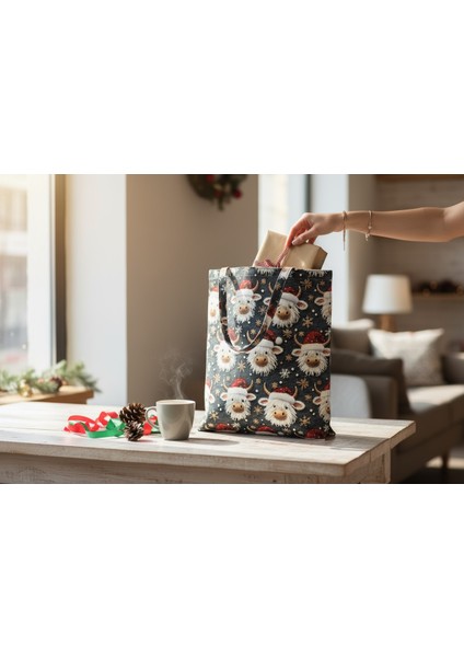 Kumaş Yeni Yıl Çantası, Bez Çanta, Hediye Poşeti, Noel Baba Çanta