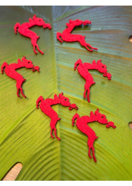 6 Adet Kırmızı Keçe Deniz Atı Arma Set 8x7 cm modelleri