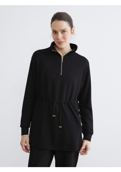 Yeni Sezon Dik Yaka Oversize Kadın Sweatshirt Tunik