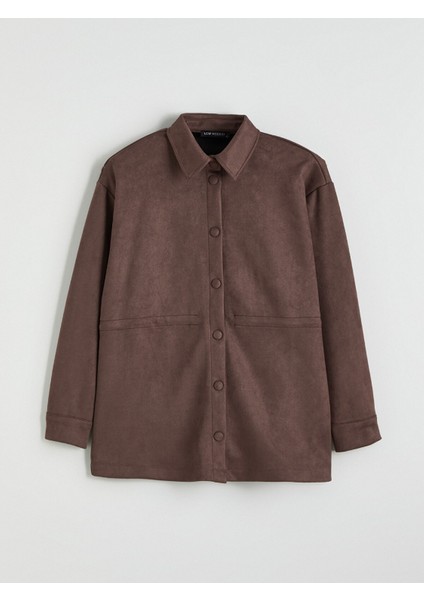 Yeni Sezon Kadın Süet Görünümlü Gömlek Ceket