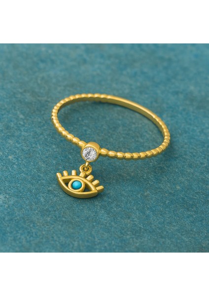 14 Ayar Altın Sallantılı Turkuaz Nazar Yüzük fiyatları