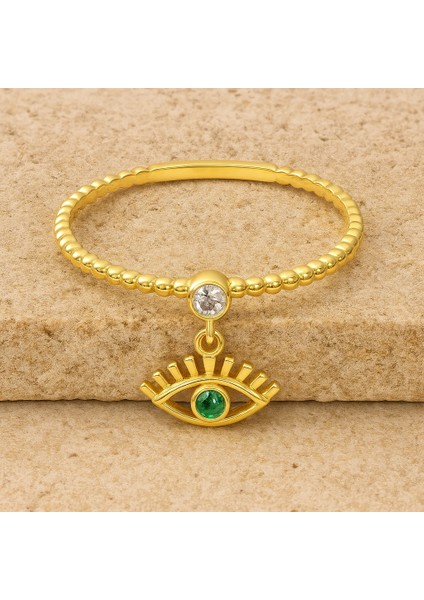 14 Ayar Altın Sallantılı Turkuaz Nazar Yüzük fırsatları